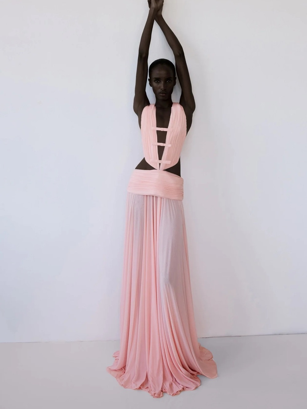 Elegant Pink Cutout Wedding Dress